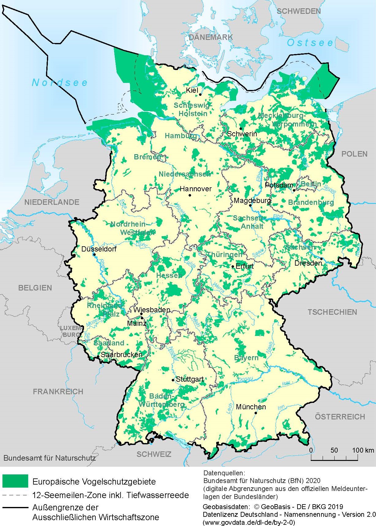 Europäische Vogelschutzgebiete in Deutschland (mit AWZ)