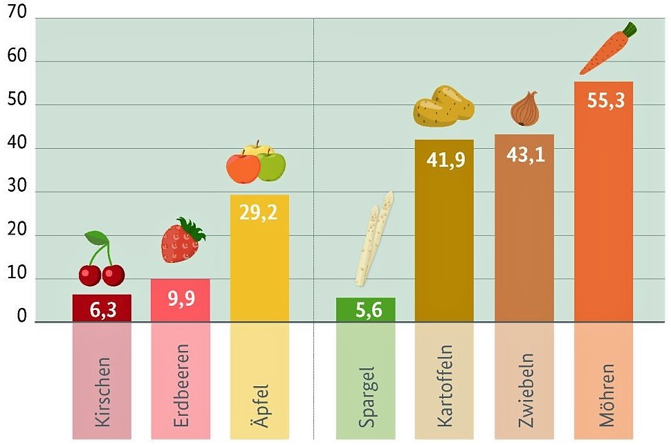 Durchschnittliche Ernteerträge in Tonnen (2015-2019)